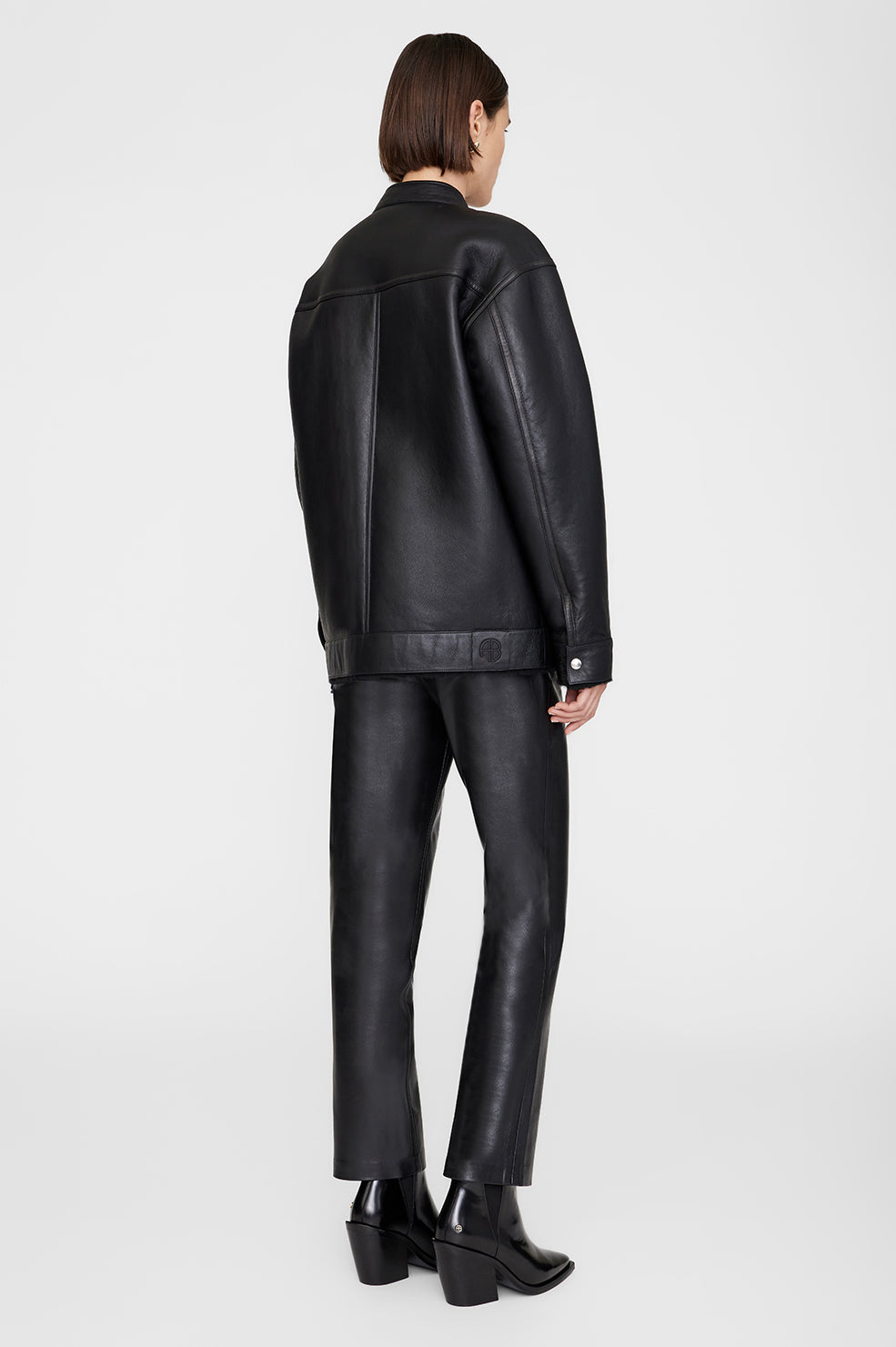 17qty NEW / HENRY JACKET - BLACK LEATHER WITH SHEARLING