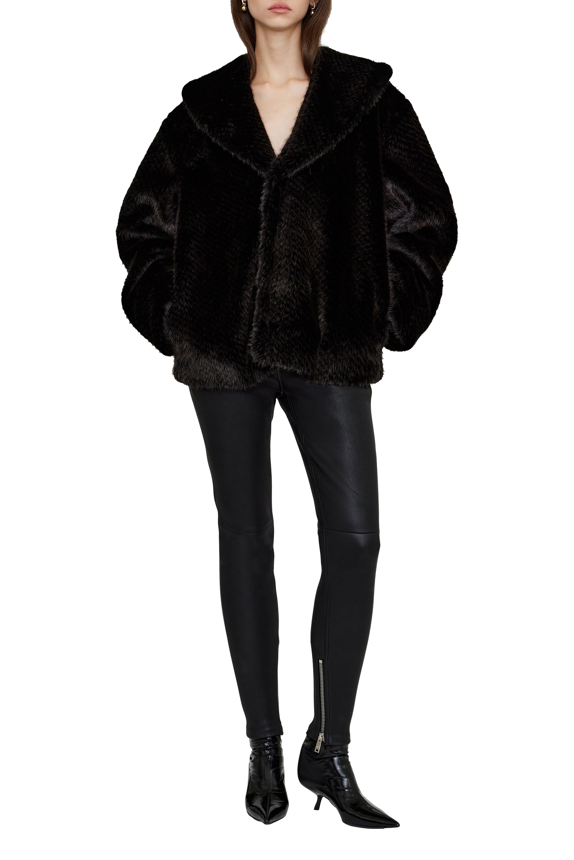 HILARY JACKET - BLACK AND BROWN