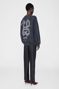 2qty NEW / JACI SWEATSHIRT TWISTED SNAKE - WASHED BLACK