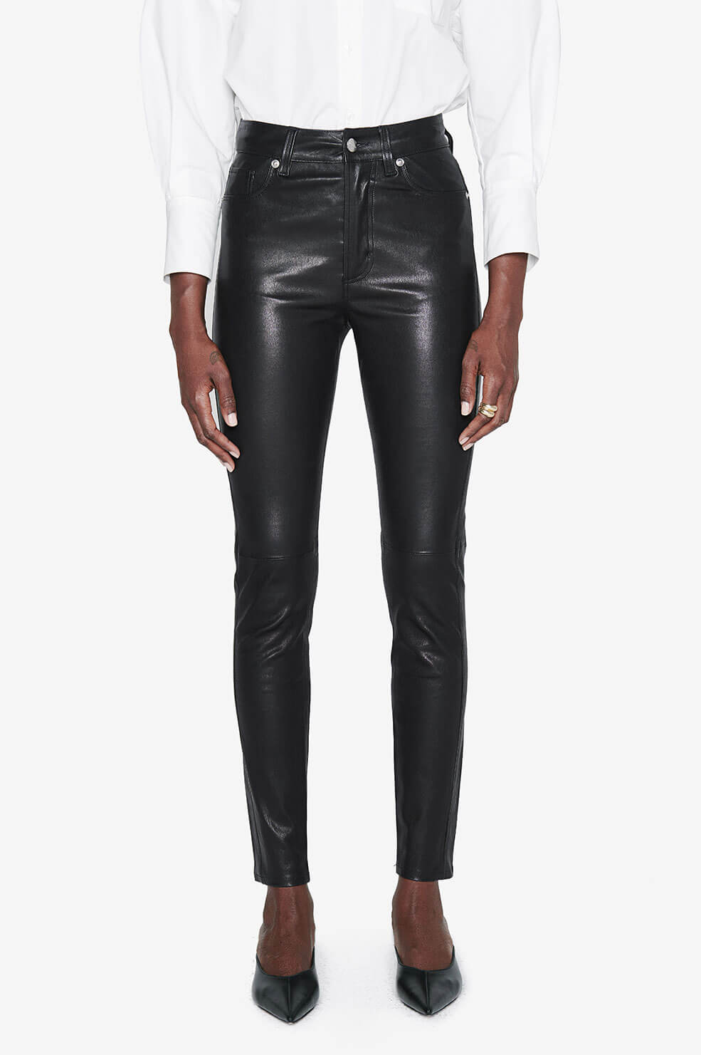 Jagger high waist leather trousers - Black