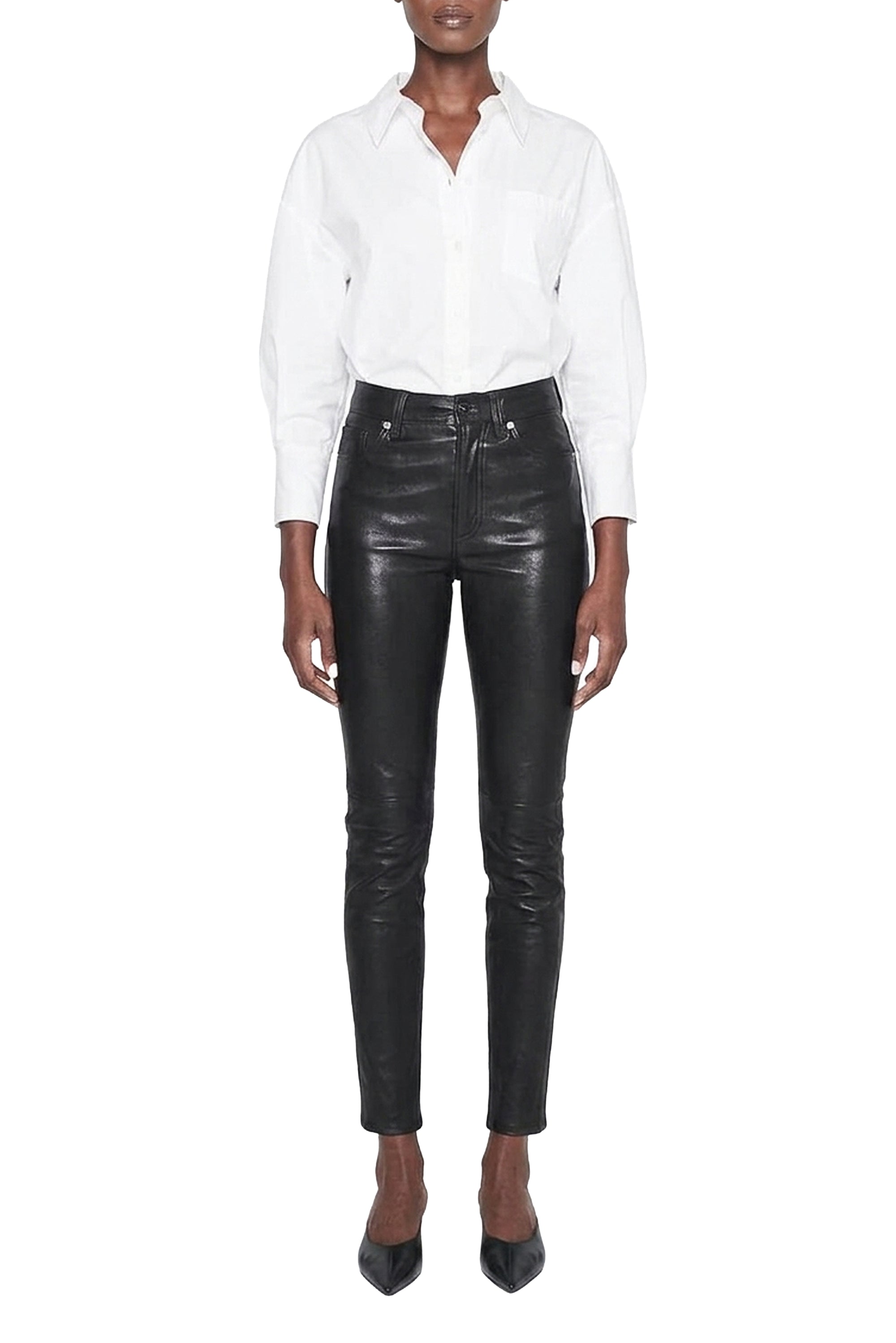Jagger high waist leather trousers - Black