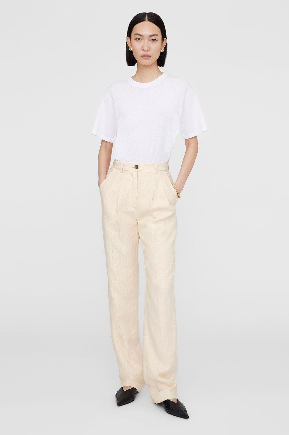JAY TROUSER - LIGHT YELLOW LINEN