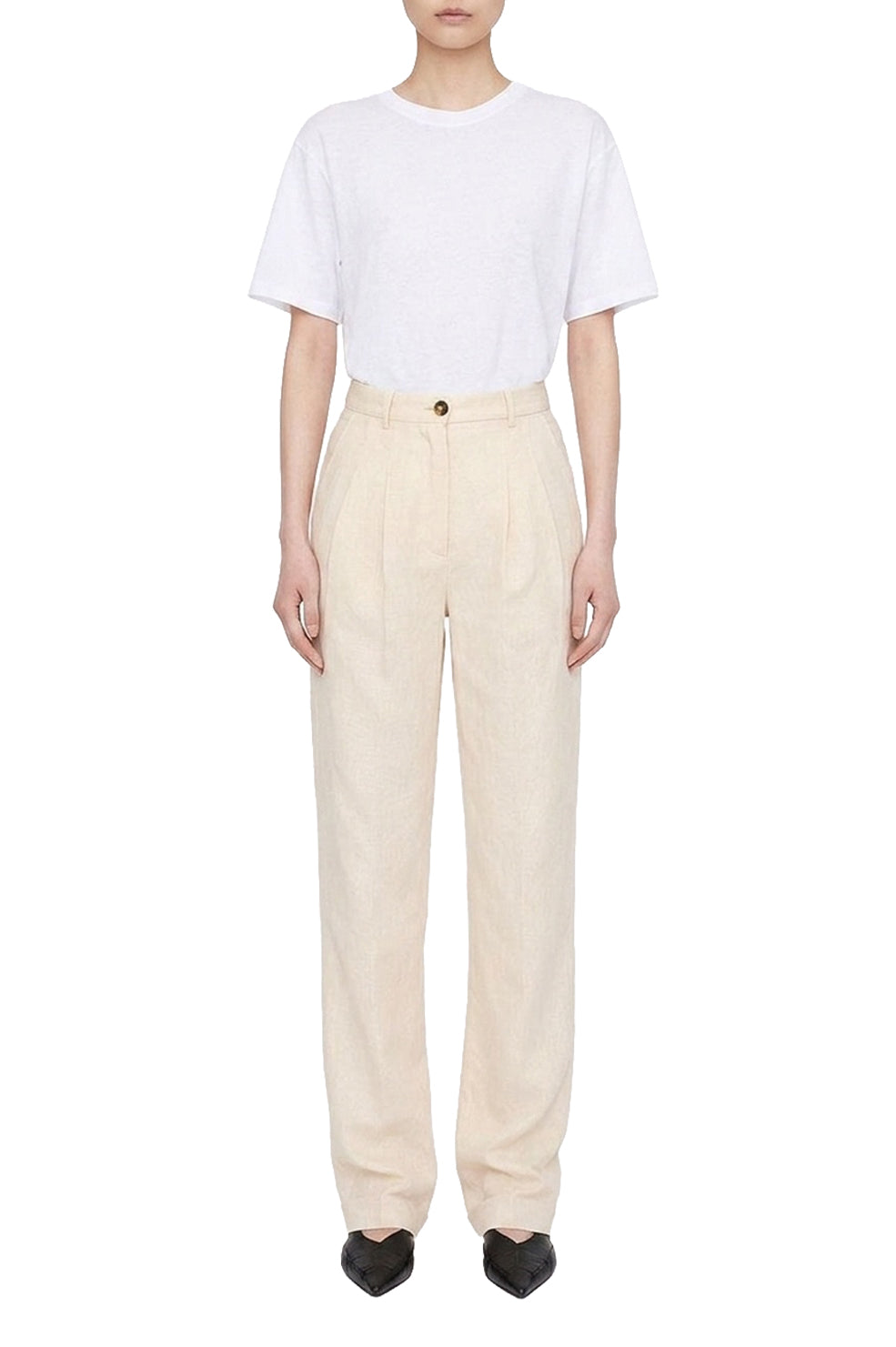Jay high-waisted trousers in linen - Yellow