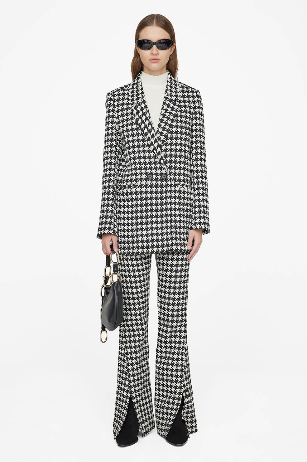 JOCELYN TROUSER - BLACK AND WHITE HOUNDSTOOTH
