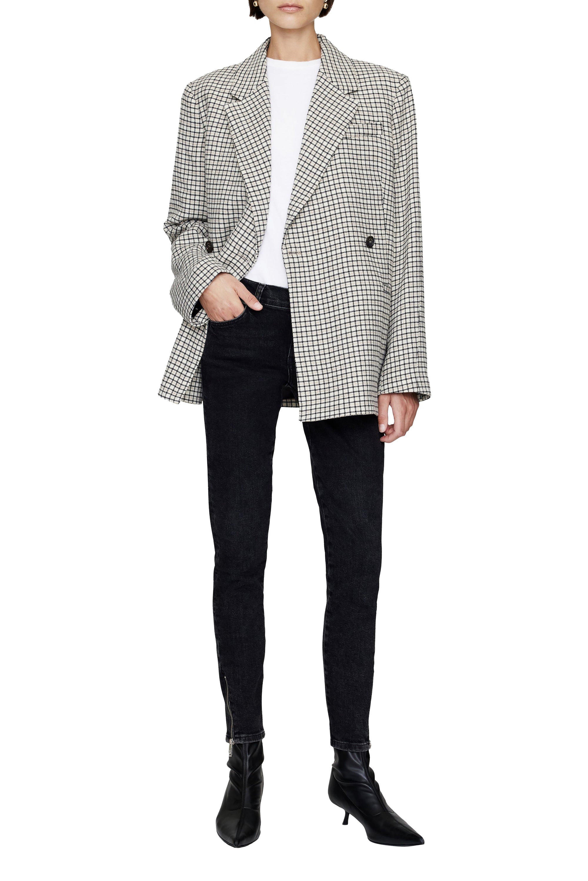 KAIA BLAZER - CREAM AND TAN CHECK