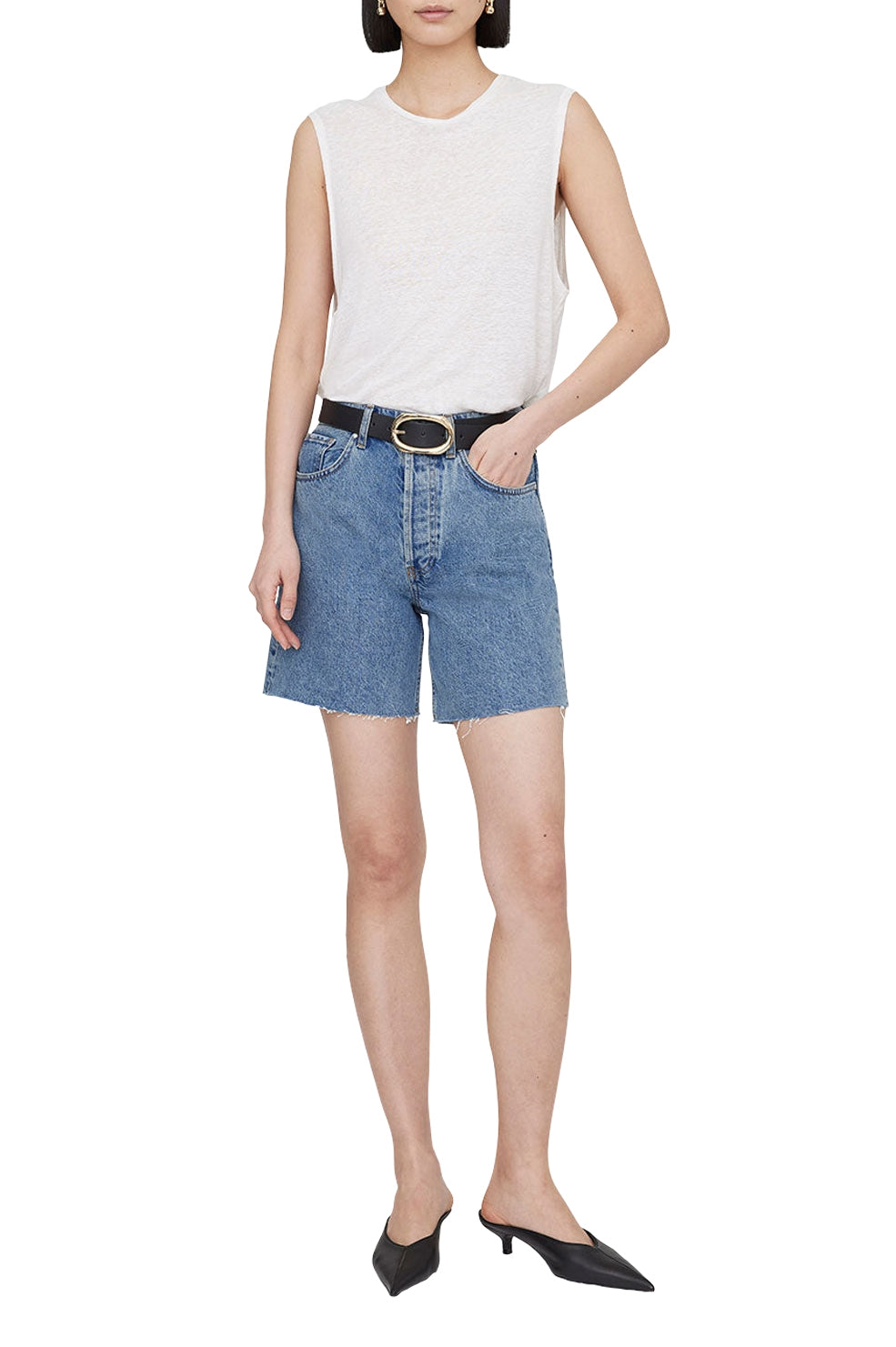 Kat High Waist Shorts - Blue