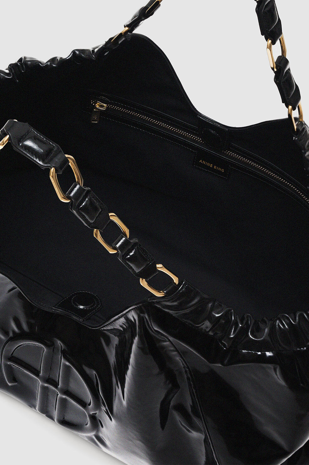 KATE TOTE - HIGH-SHINE BLACK