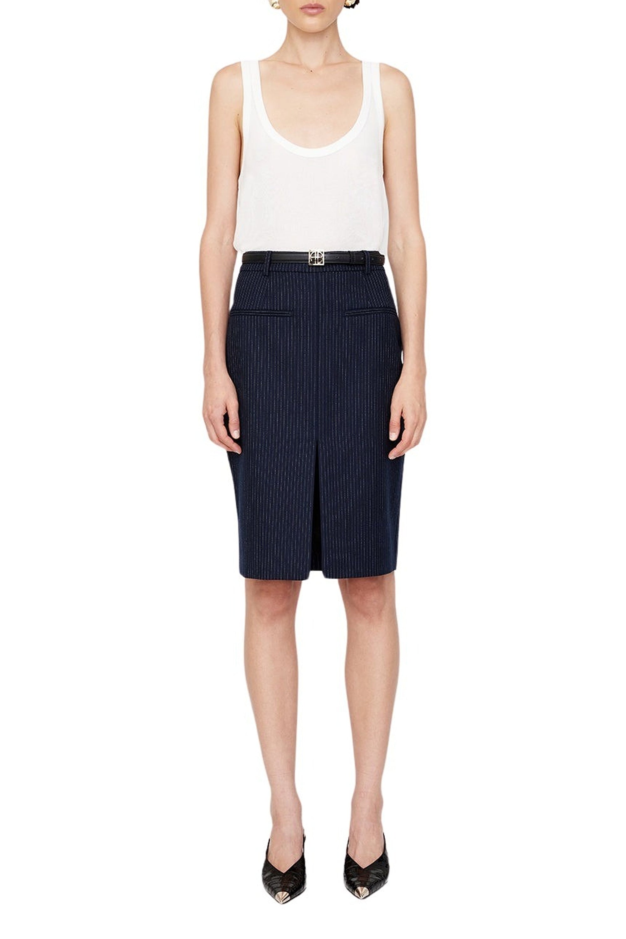 KORA SKIRT - NAVY PINSTRIPE