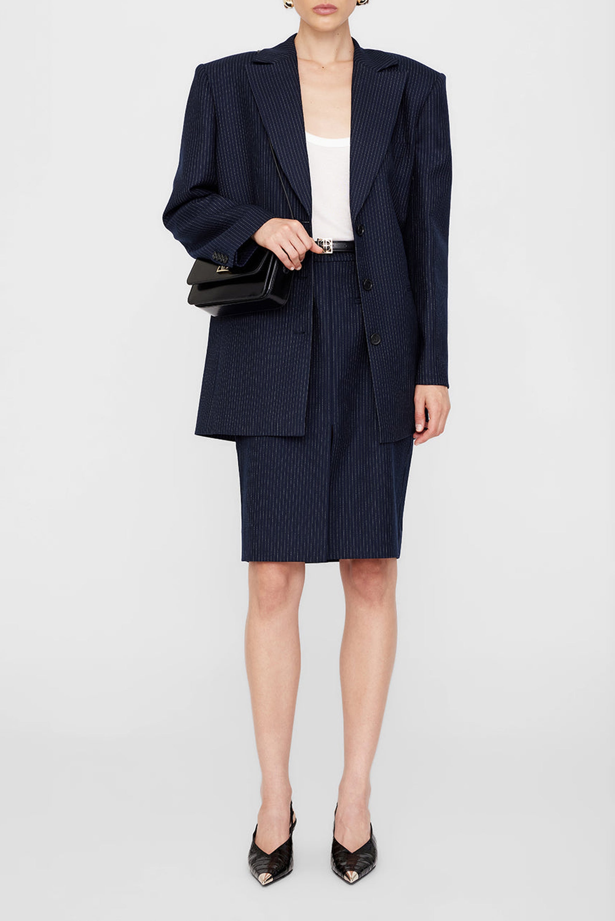 9qty NEW / KORA SKIRT - NAVY PINSTRIPE