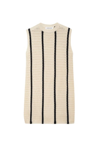 LANIE DRESS - IVORY AND BLACK STRIPE