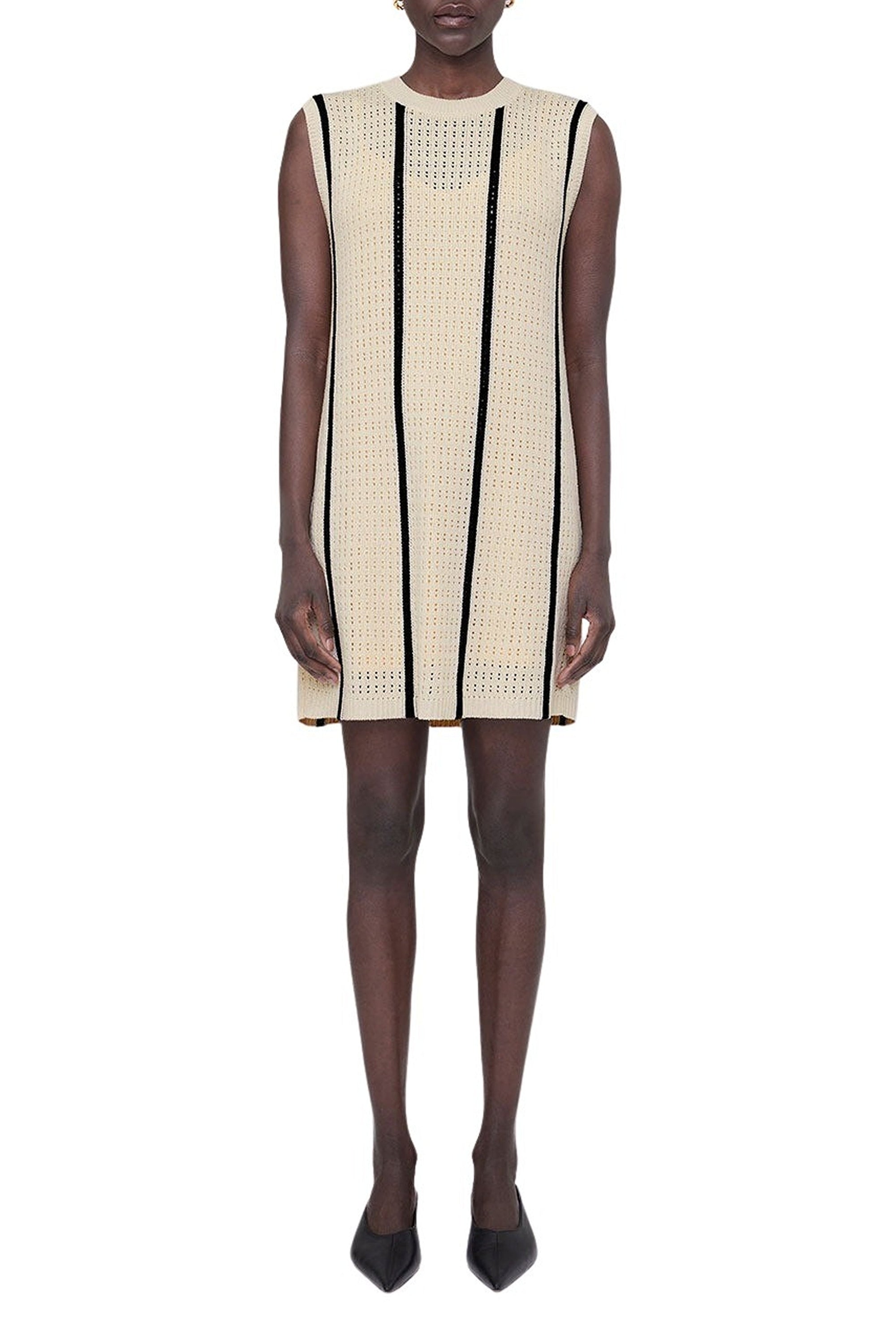 LANIE DRESS - IVORY AND BLACK STRIPE