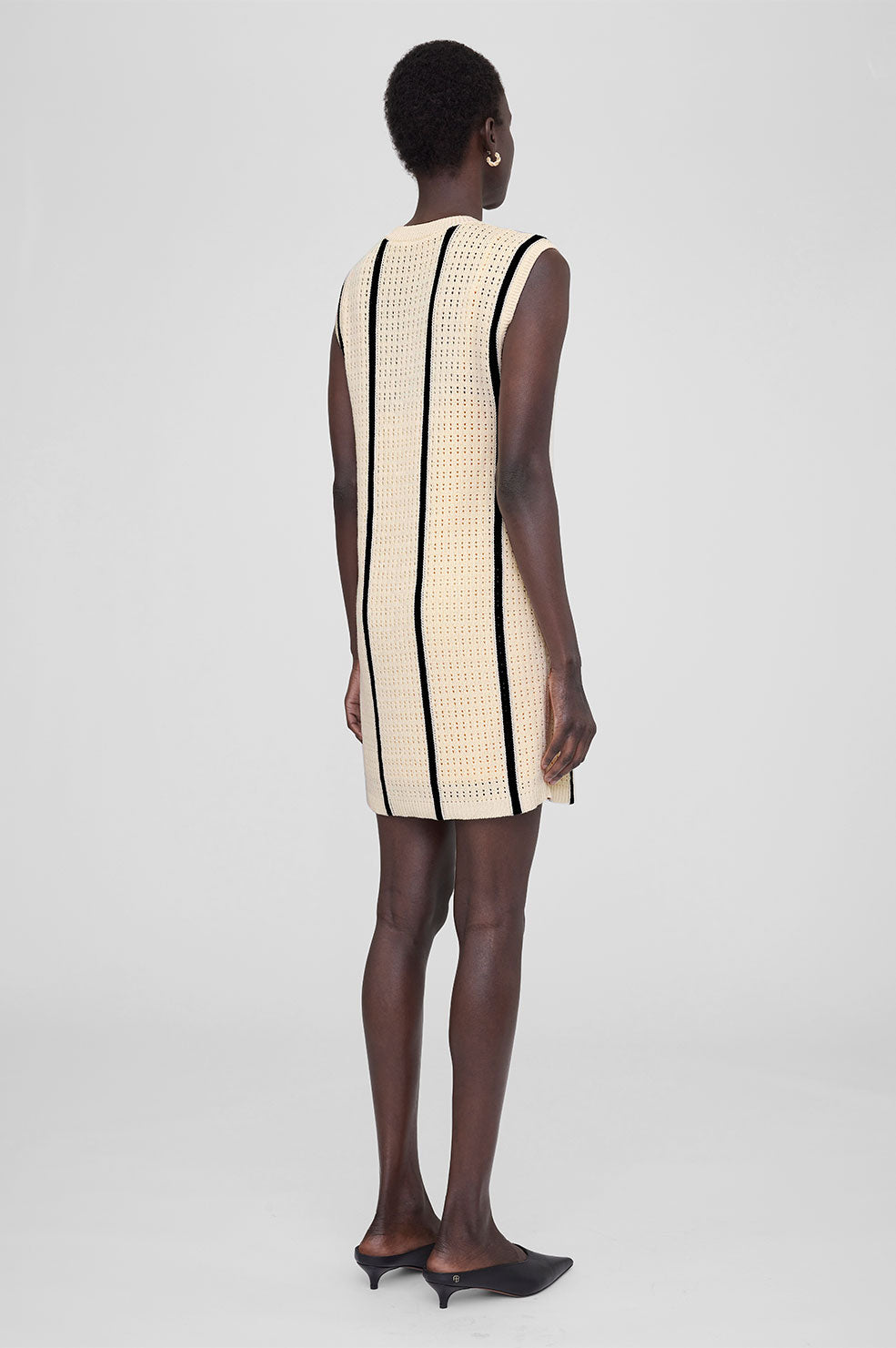 LANIE DRESS - IVORY AND BLACK STRIPE