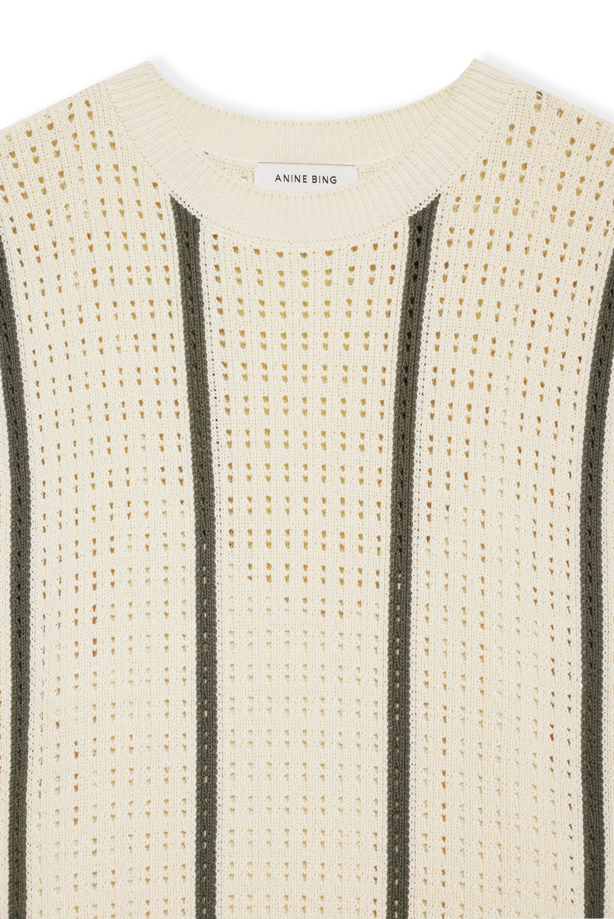 LANIE DRESS - IVORY AND ARMY GREEN STRIPE