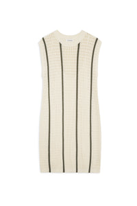 LANIE DRESS - IVORY AND ARMY GREEN STRIPE