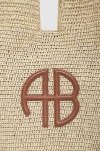 9qty NEW / LARGE LEAH HOBO - NATURAL WITH COGNAC