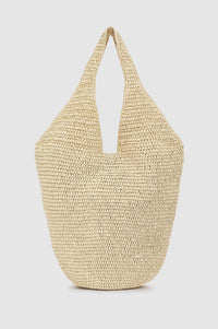 9qty NEW / LARGE LEAH HOBO - NATURAL WITH COGNAC