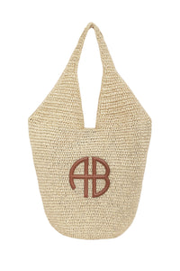 9qty NEW / LARGE LEAH HOBO - NATURAL WITH COGNAC