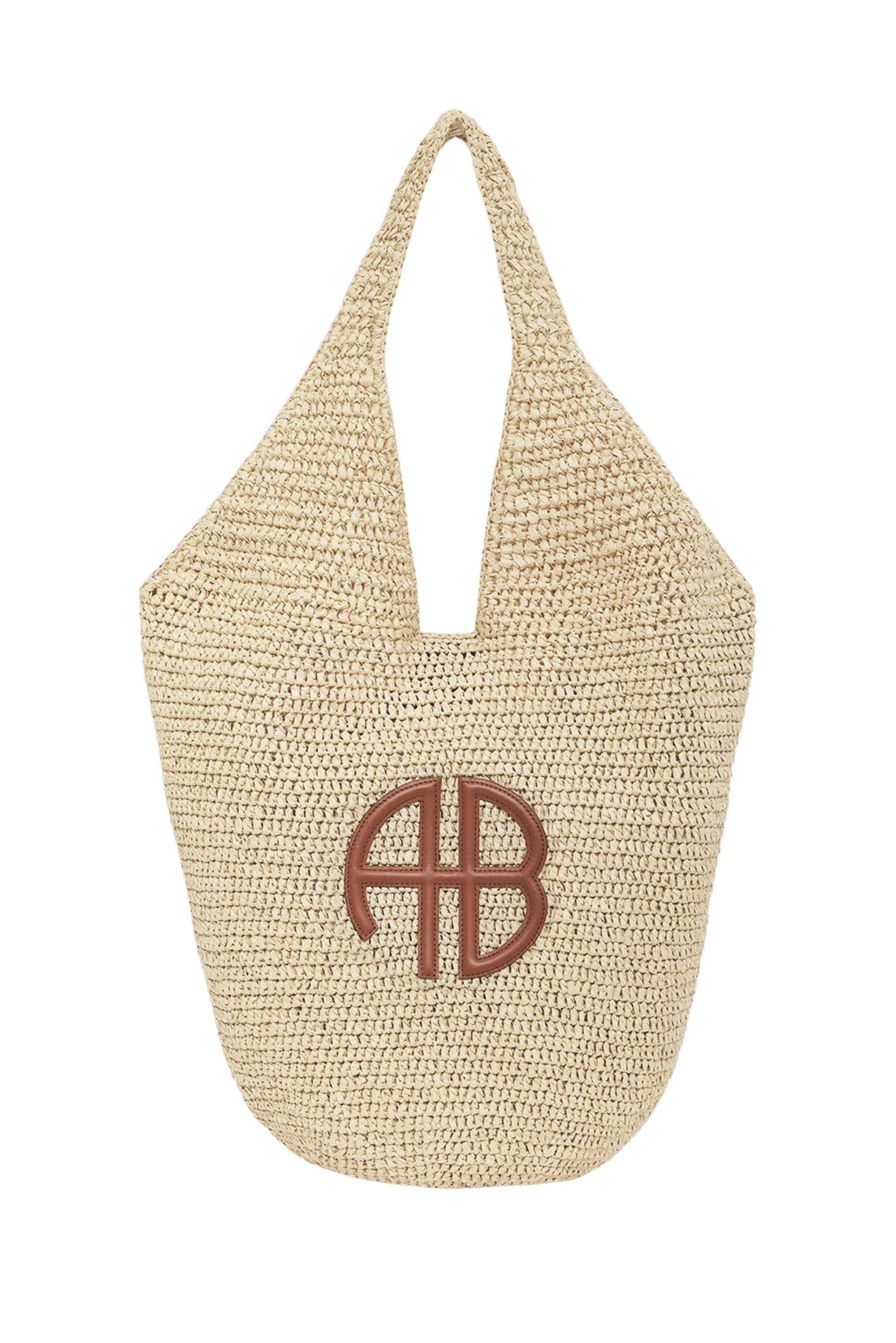 9qty NEW / LARGE LEAH HOBO - NATURAL WITH COGNAC