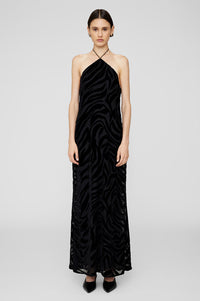 LEANNE DRESS - BLACK ZEBRA BURNOUT