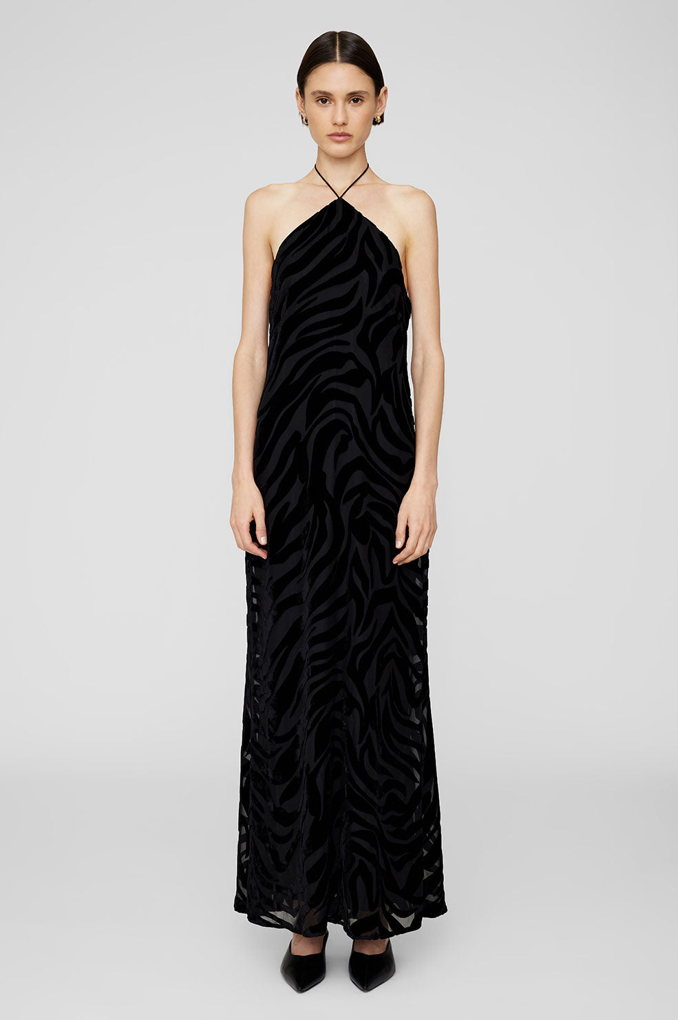 LEANNE DRESS - BLACK ZEBRA BURNOUT