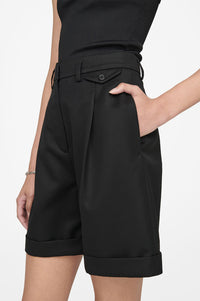 Liza wool high waist shorts - Black