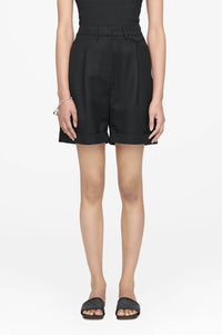 Liza wool high waist shorts - Black