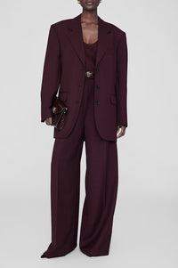 Lou high-waisted wool blend trousers - Burgundy