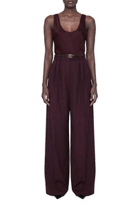 Lou high-waisted wool blend trousers - Burgundy