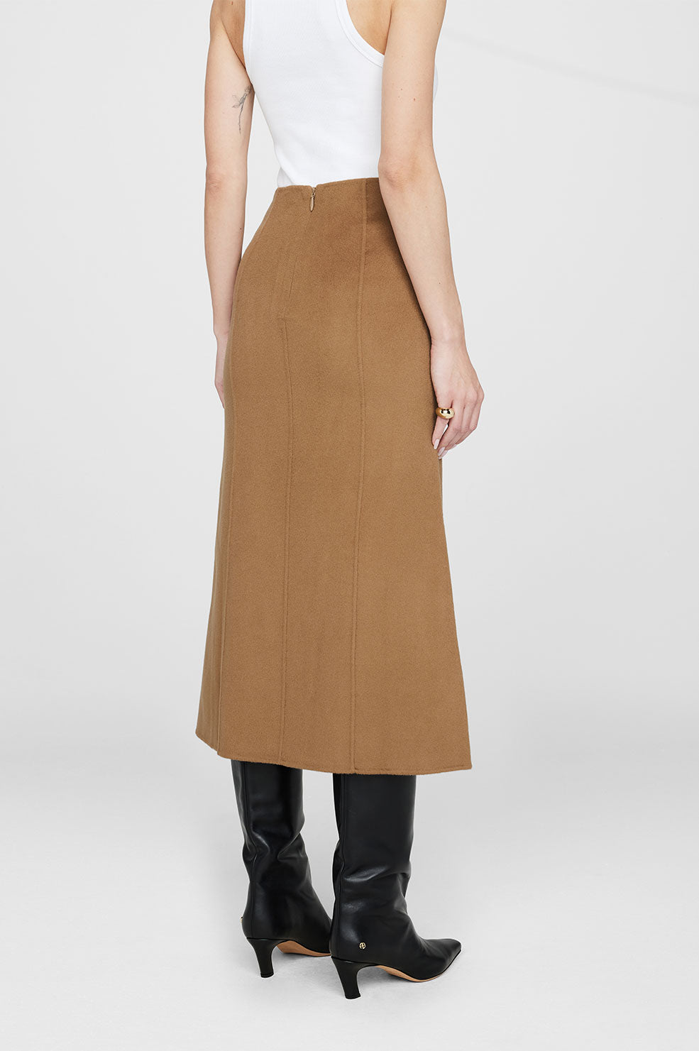 Jupe midi Lyn en laine - Brown