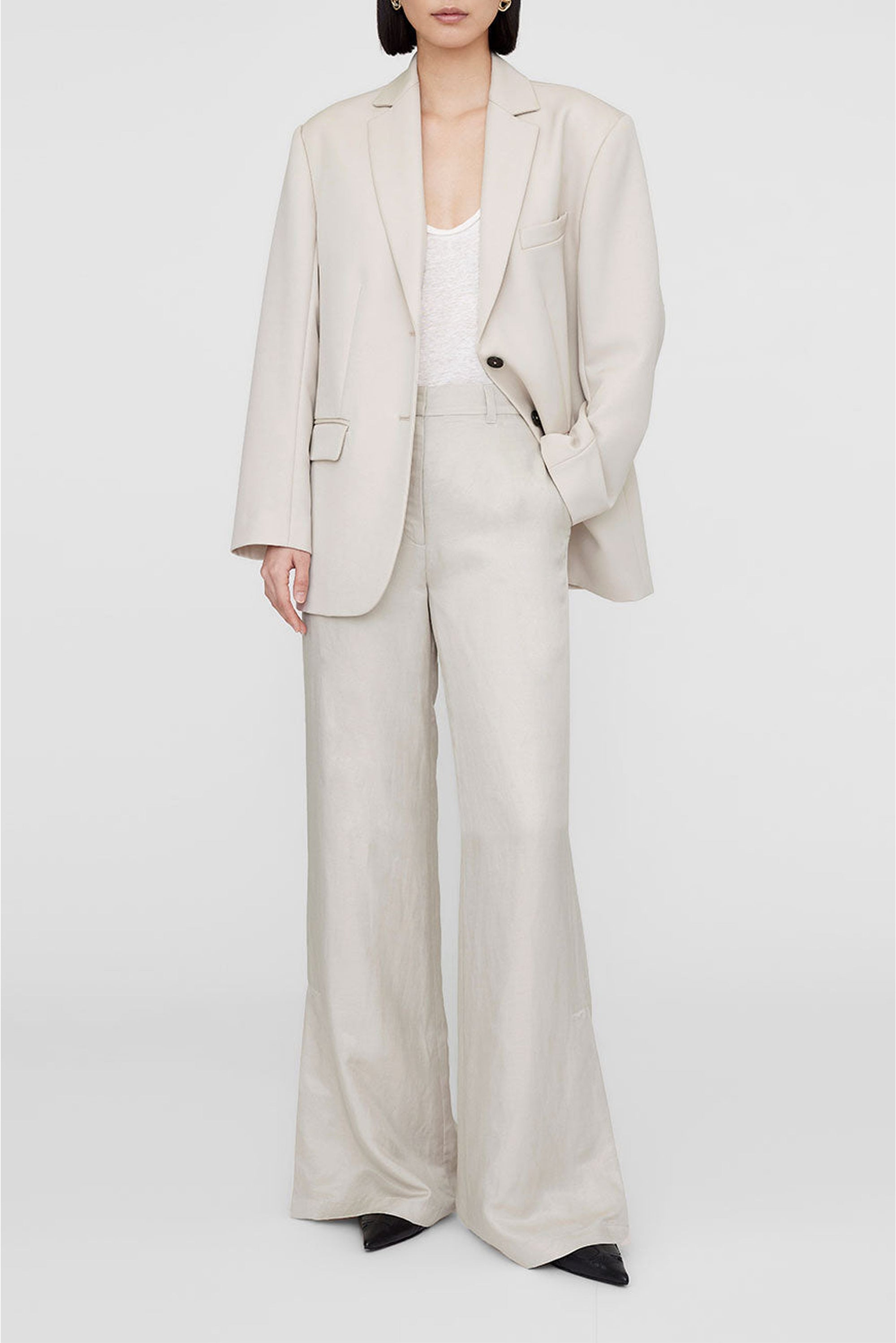 LYRA TROUSER - DOVE LINEN BLEND