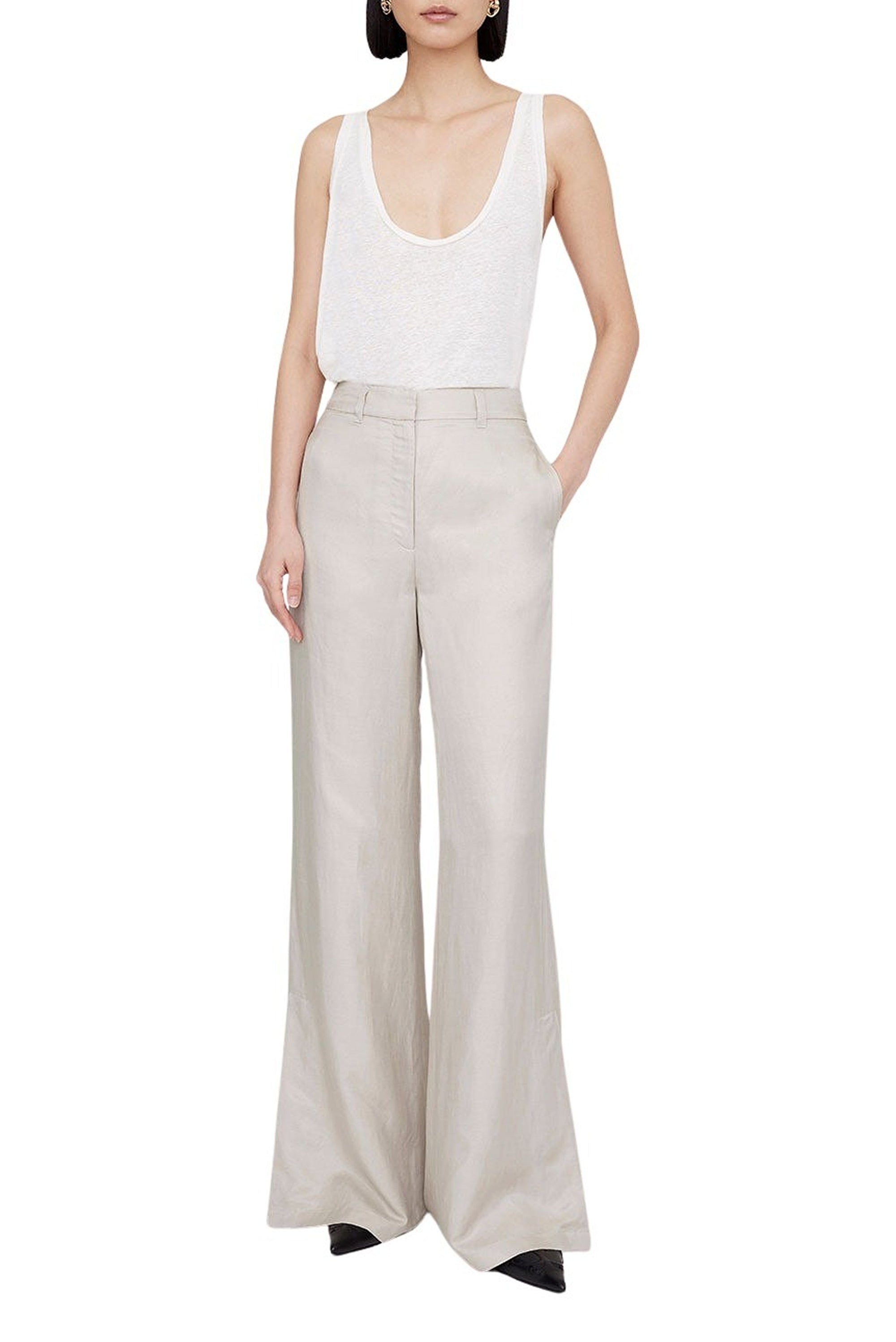 LYRA TROUSER - DOVE LINEN BLEND