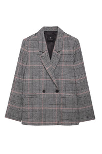 2qty NEW / MADELEINE BLAZER - GREY AND RED PLAID