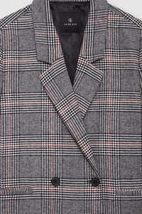 2qty NEW / MADELEINE BLAZER - GREY AND RED PLAID