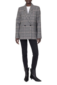 2qty NEW / MADELEINE BLAZER - GREY AND RED PLAID