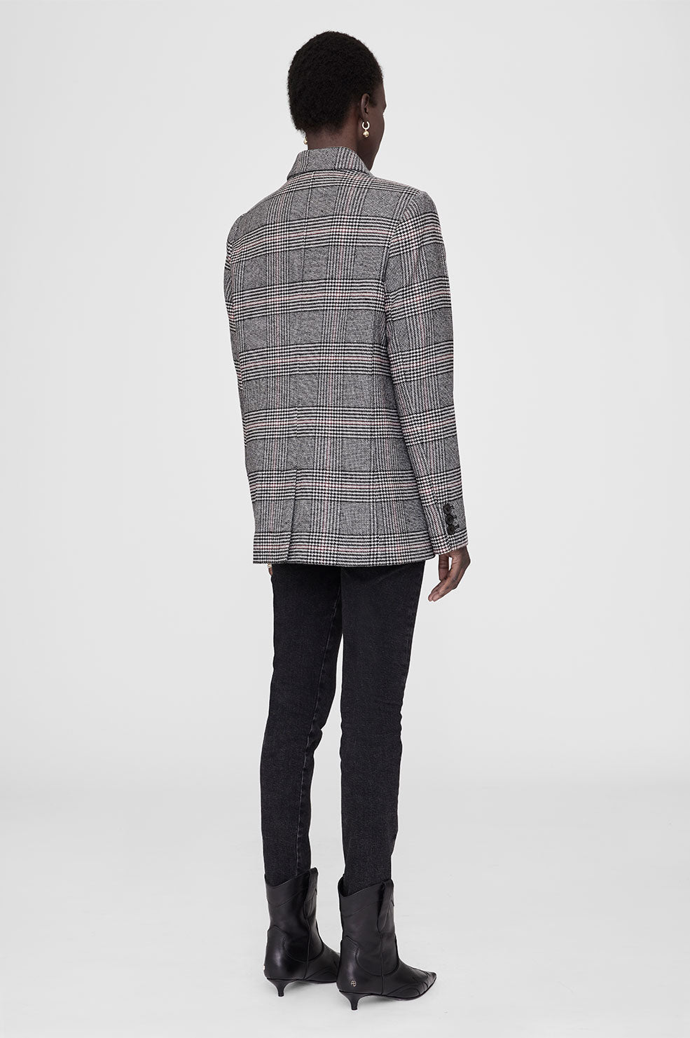 2qty NEW / MADELEINE BLAZER - GREY AND RED PLAID