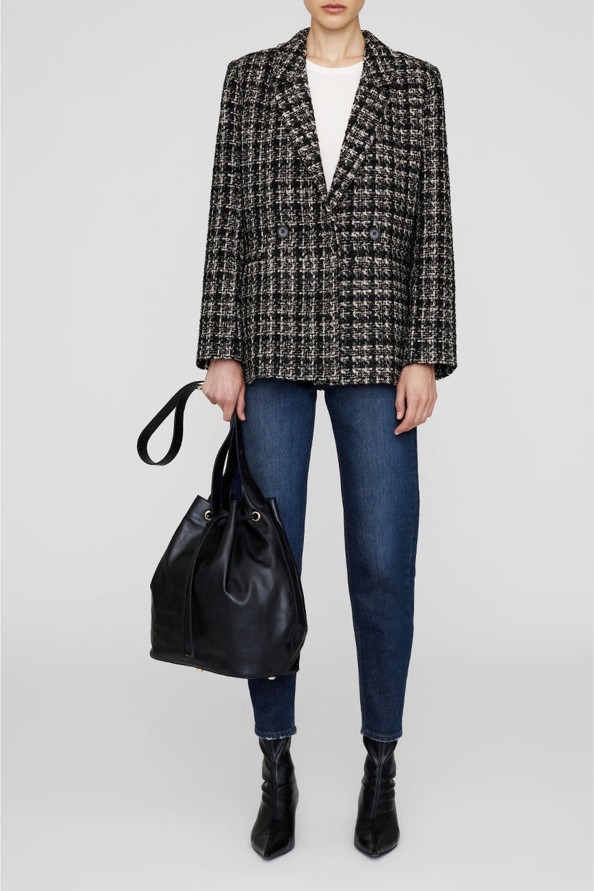 MADELEINE BLAZER - TAN AND BLACK TWEED