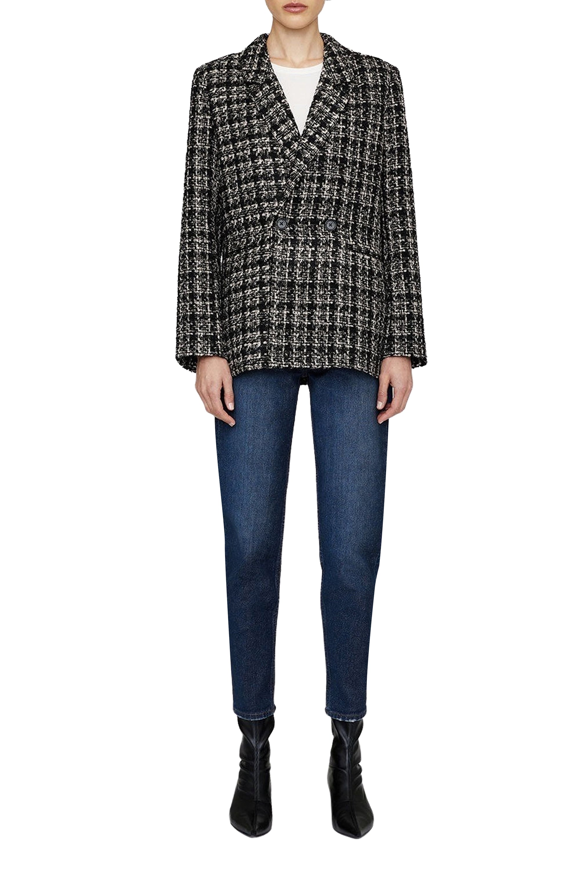 MADELEINE BLAZER - TAN AND BLACK TWEED