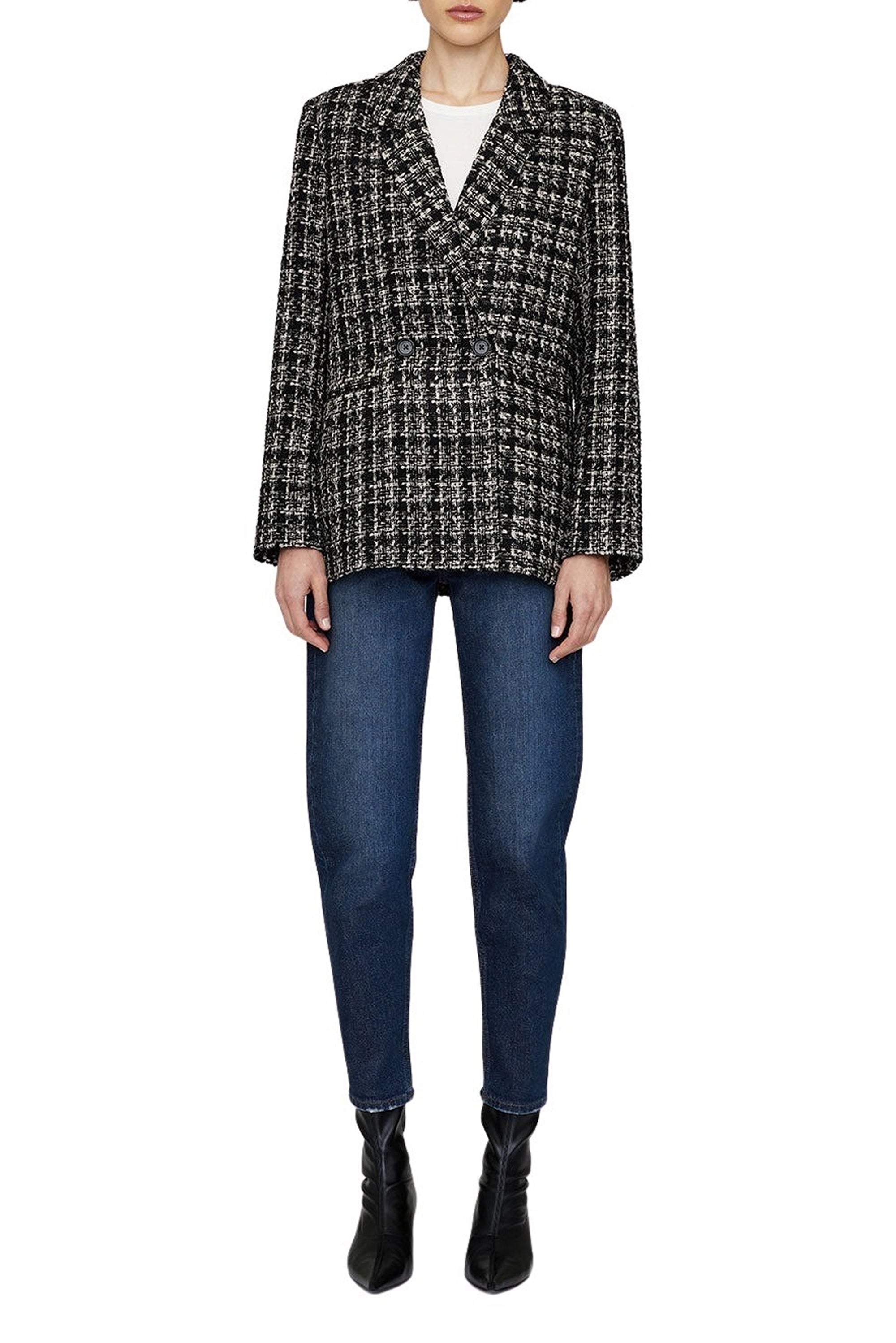 6qty NEW / MADELEINE BLAZER - TAN AND BLACK TWEED