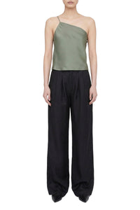 Top asymétrique Mandy en soie - Green