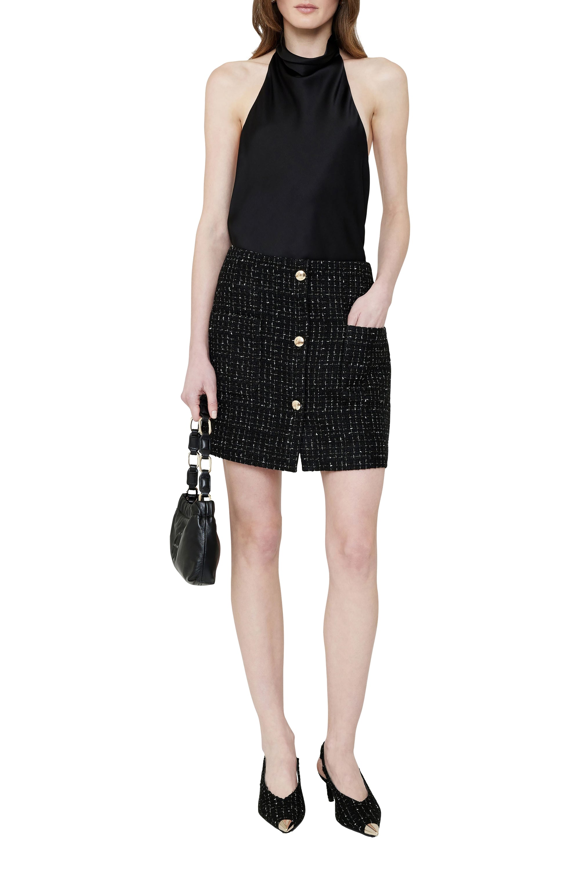 27qty RELIQUAT 95€ / MATEO SKIRT - BLACK AND WHITE TWEED