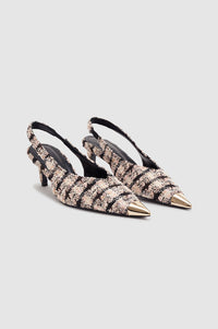 Slingback à talons Nina détail métallique - Beige & Black