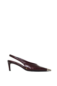 1qty NEW / NINA HEELS WITH METAL TOE CAP - BURGUNDY SMALL EMBOSSED