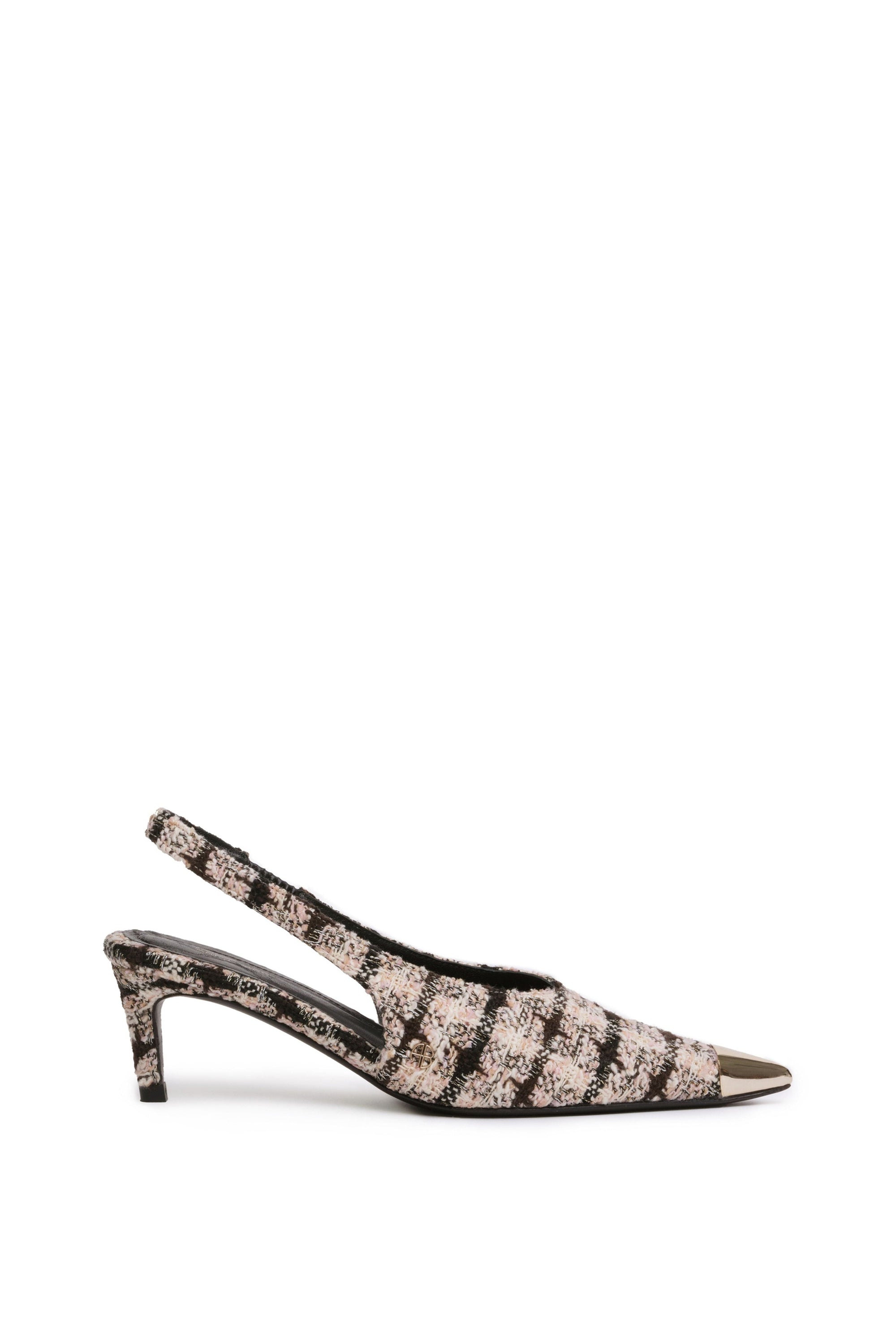 16qty RELIQUAT 150€ / NINA HEELS WITH METAL TOE CAP - APRICOT TWEED