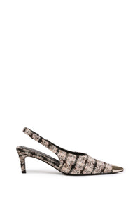 NINA HEELS WITH METAL TOE CAP - APRICOT TWEED