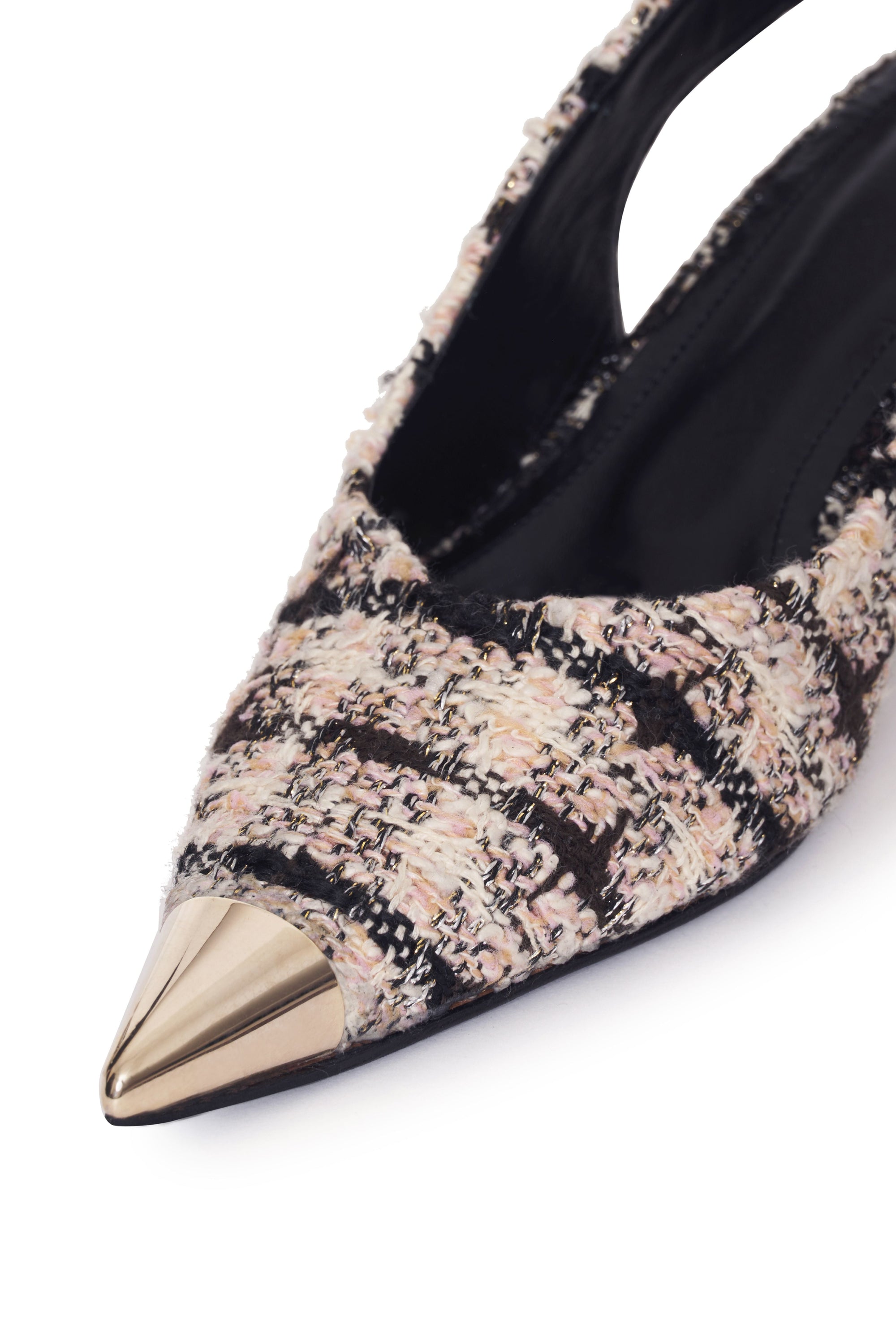NINA HEELS WITH METAL TOE CAP - APRICOT TWEED