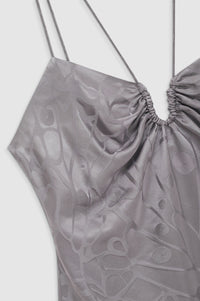 PAPILLON DRESS - ASH VIOLET BUTTERFLY JACQUARD