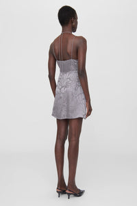 PAPILLON DRESS - ASH VIOLET BUTTERFLY JACQUARD