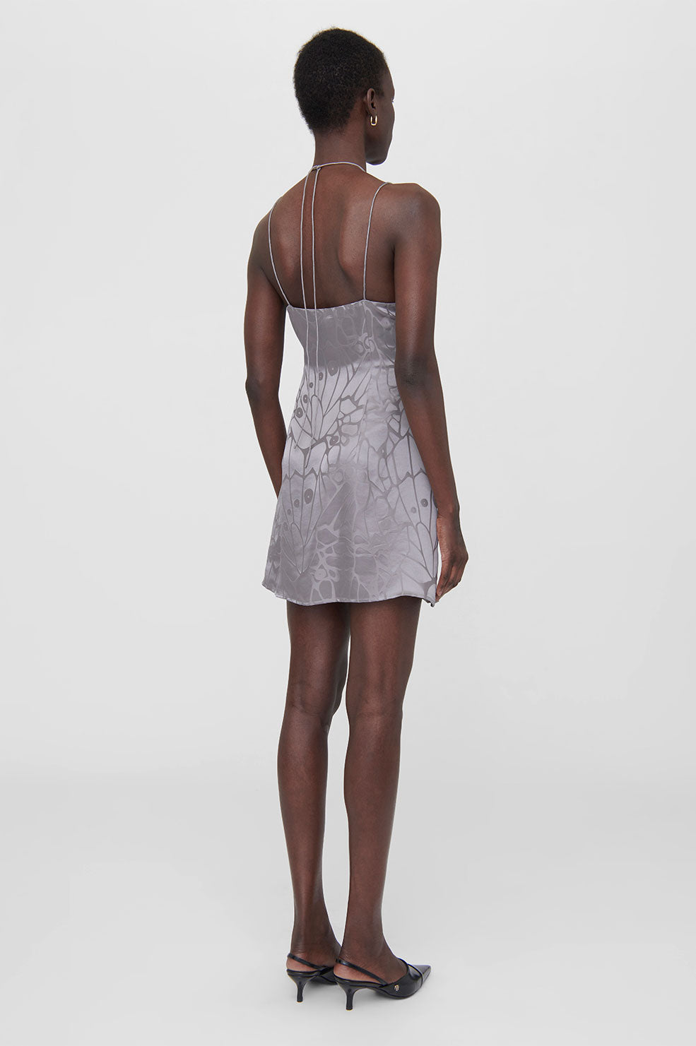 PAPILLON DRESS - ASH VIOLET BUTTERFLY JACQUARD