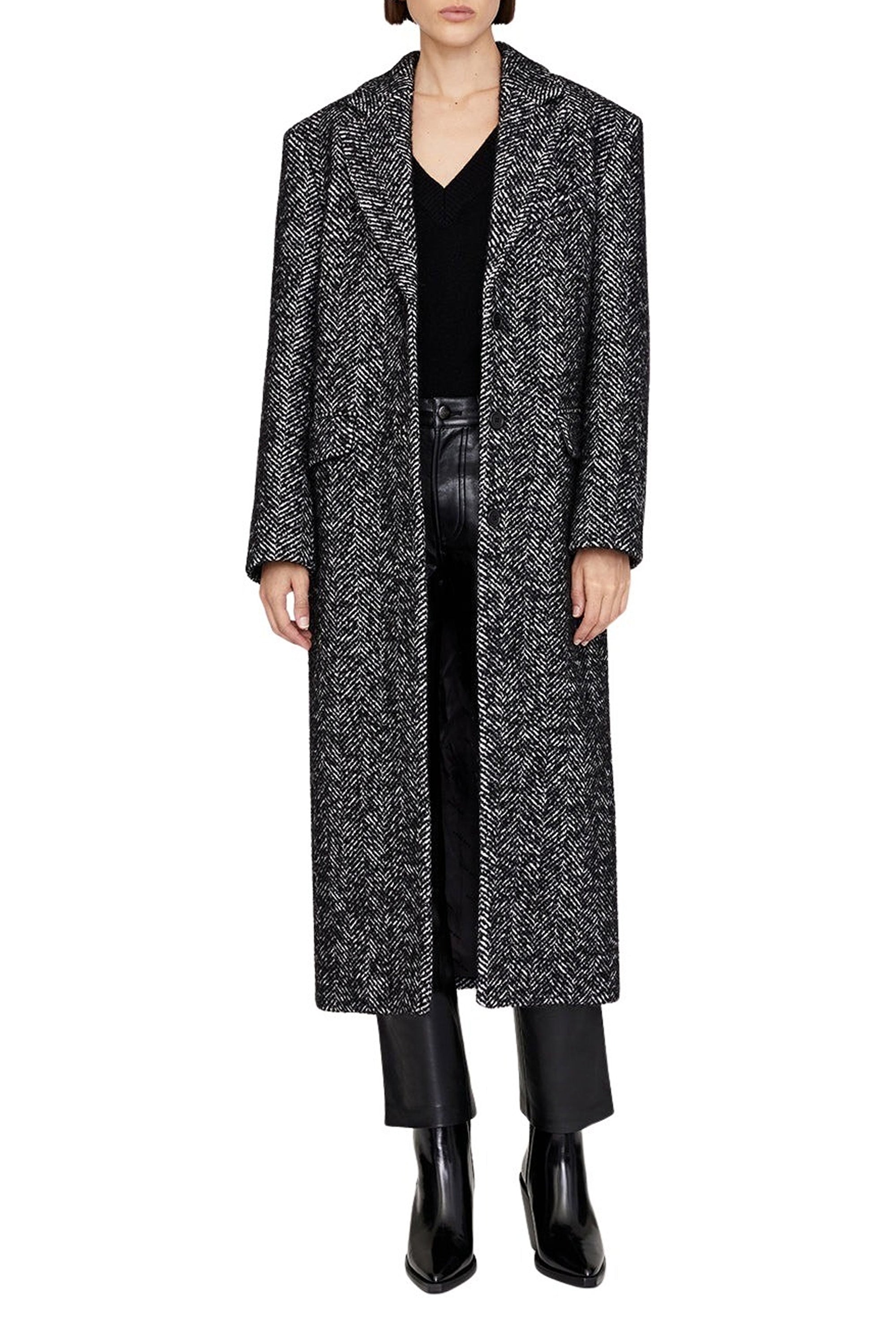 13qty NEW / QUINN COAT - BLACK AND WHITE TWEED