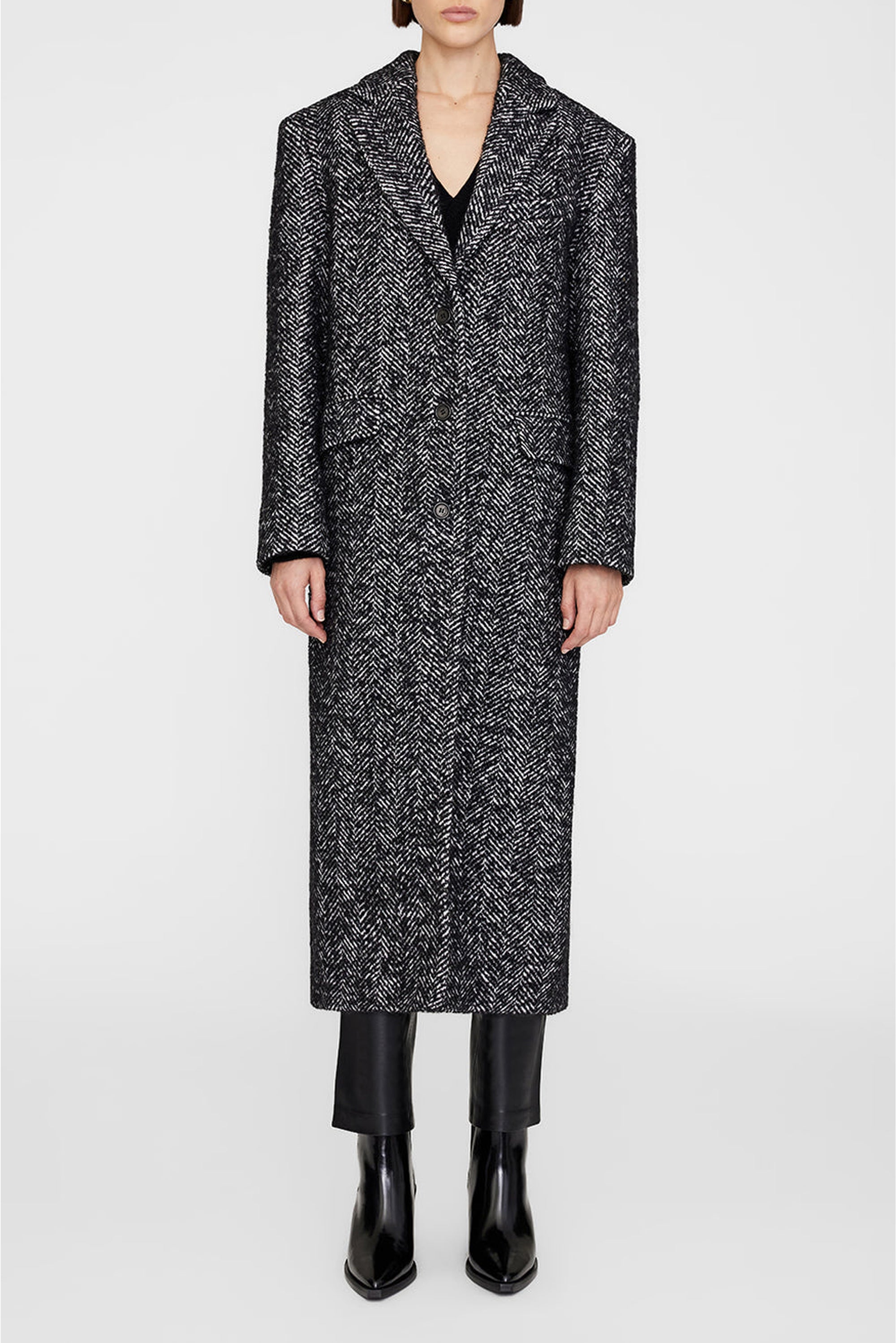 13qty NEW / QUINN COAT - BLACK AND WHITE TWEED